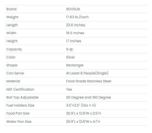 [FLASH SALE] ROVSUN 9 QT Roll Top Rectangular Chafing Dish Buffet Set with 2 Half-Size Pan & Visible Window