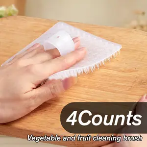 4 Counts Vegetable Scrubber, multifunctional scrubber brushes for kitchen, dense soft texture cleans carrots, potatoes and other vegetables