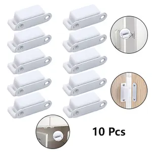 10 Pcs White Plastic Cabinet Magnetic Door Catch for Kitchen Bathroom Cupboard Wardrobe Closet Closures Cabinet Door Drawer Latch