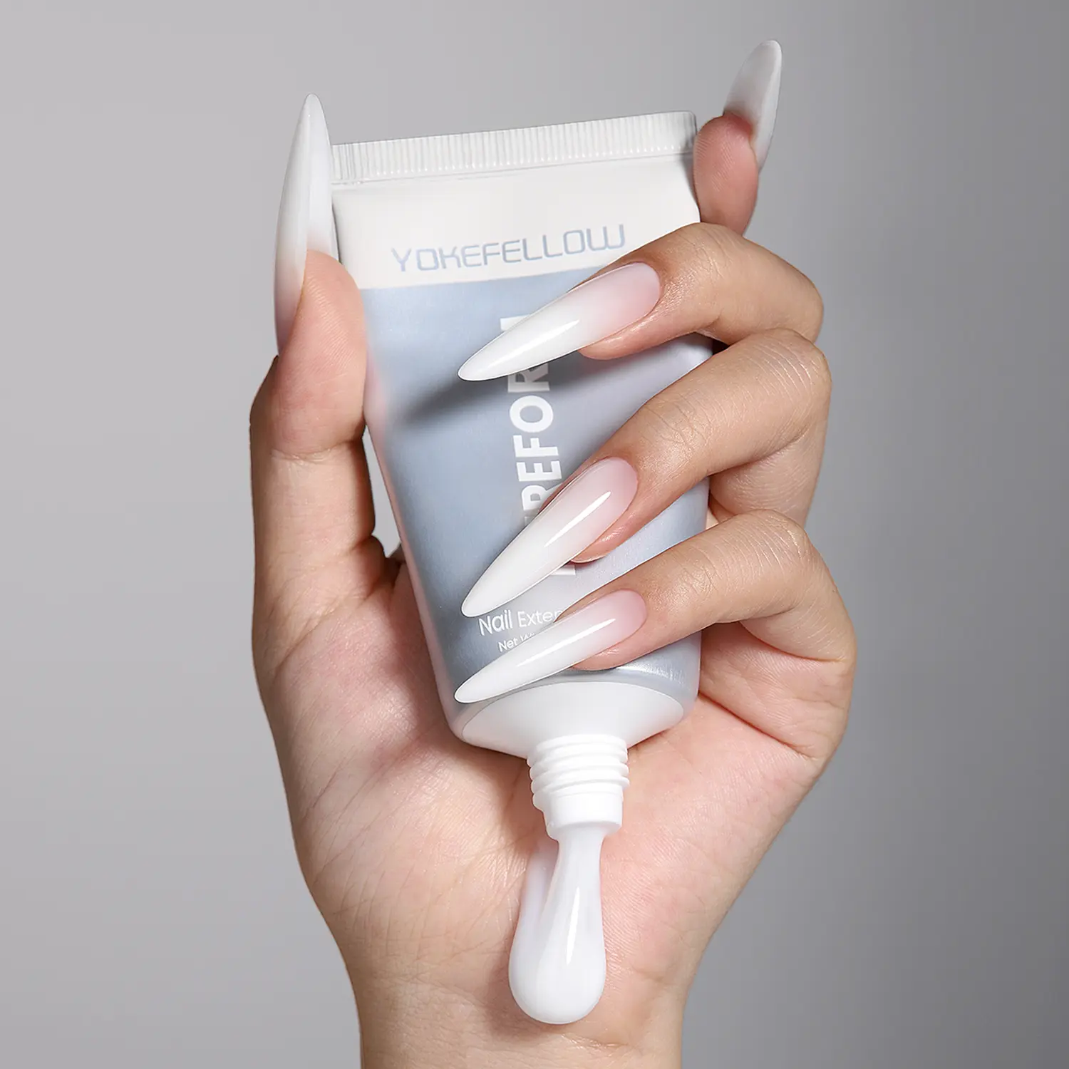 YOKEFELLOW PUREFORM Nail Extension Gel PF02 Pure Snow Milky White Color HEMA-free TPO-free TMPTA-free 100% Pure Gel Poly Nail Gel for Professional Salon Use 50g/1.76 oz