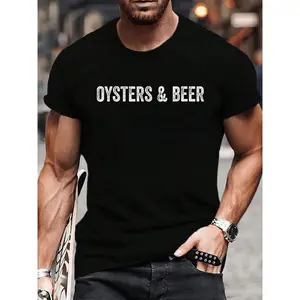 100% Cotton Oyster Lovers Funny Oysters And Beer T-Shirt Women's Men's Graphic Tee Crew Neck summer vacation Tops