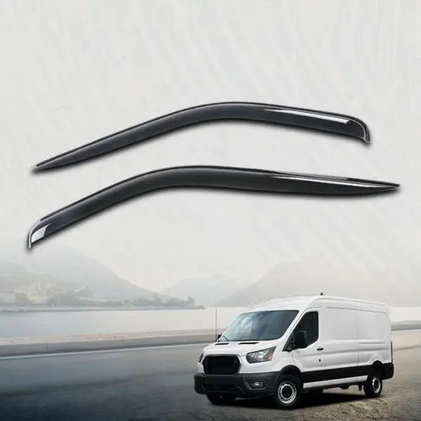 Side Window Deflectors & Visors for Ford Transit 2014-2024, 2 Pieces Acrylic Stick-On Custom Fit Sun Protection Rain Guard Vent Shade