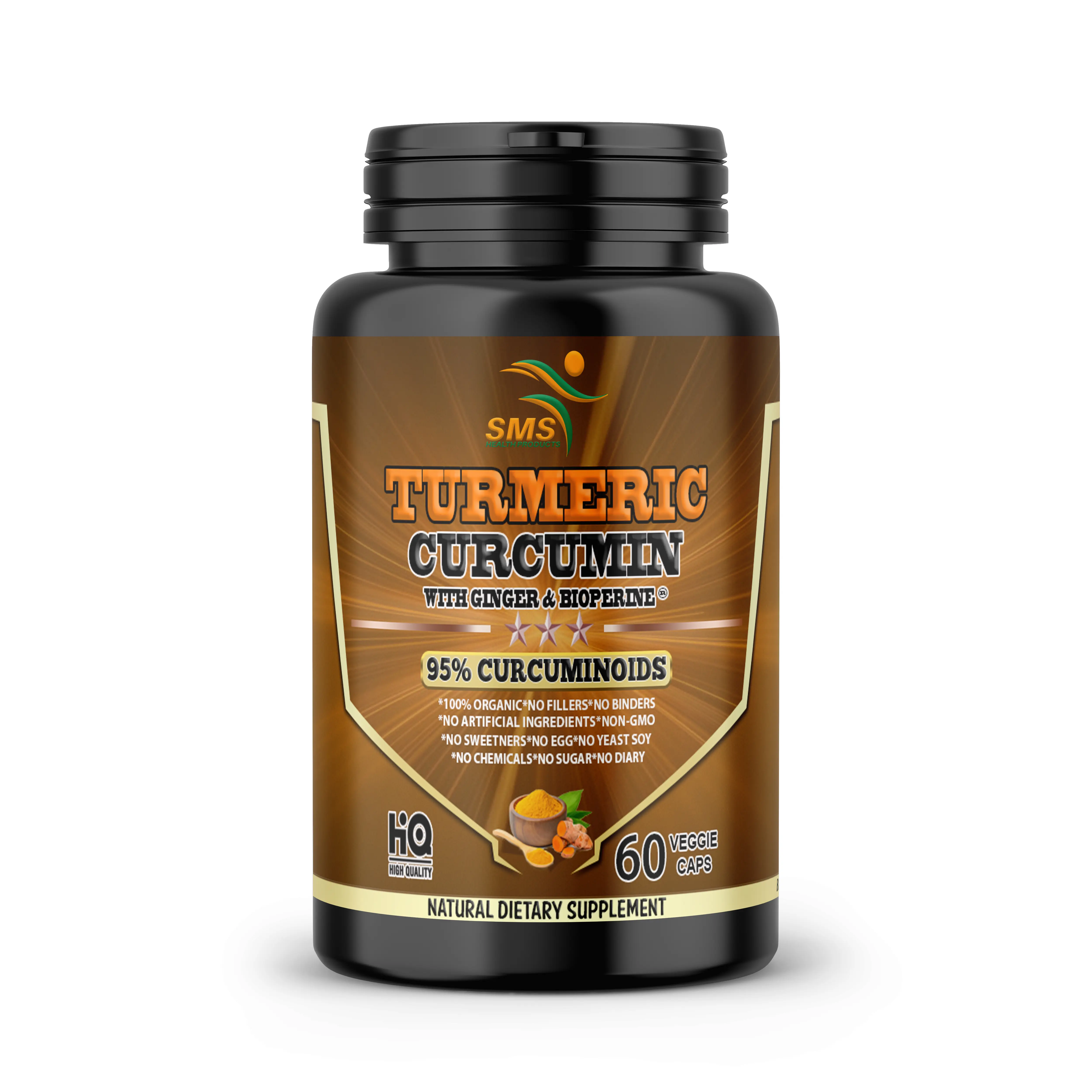 Turmeric Curcumin With Ginger & Black Pepper 60 Veggie Capsules