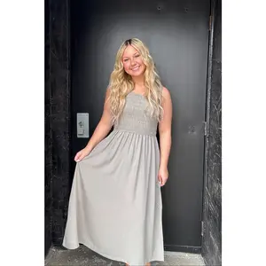 Charlie B Sleeveless Maxi Dress with Smocked Bodice