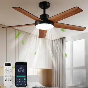ADEWALK Ceiling Fans with Lights and Remote, Low Profile Ceiling Fan with Light, APP, 6 Speed, Dimmable, DC Motor, Quiet, Timer, Flush Mount Modern Ceiling Fan for Bedroom Living Room