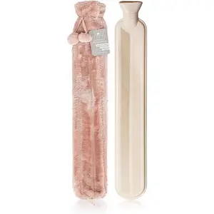 Revitale Extra Long  Water Bottle Pom Pom Soft Fur Cover - 72cm / 2L (Rose Pink)