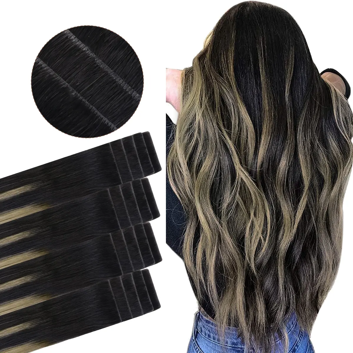 1B/19/1B-Balayage Natural Black to Light Blonde