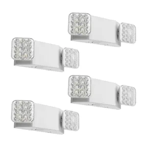 VEVOR 4 Pack Emergency Lights for Business, with Battery Backup, Commercial LED Emergency Exit Lighting Fixtures, AC 120/277V, with Two Square Head Adjustable, 90-Minute Backup, for Business, White
