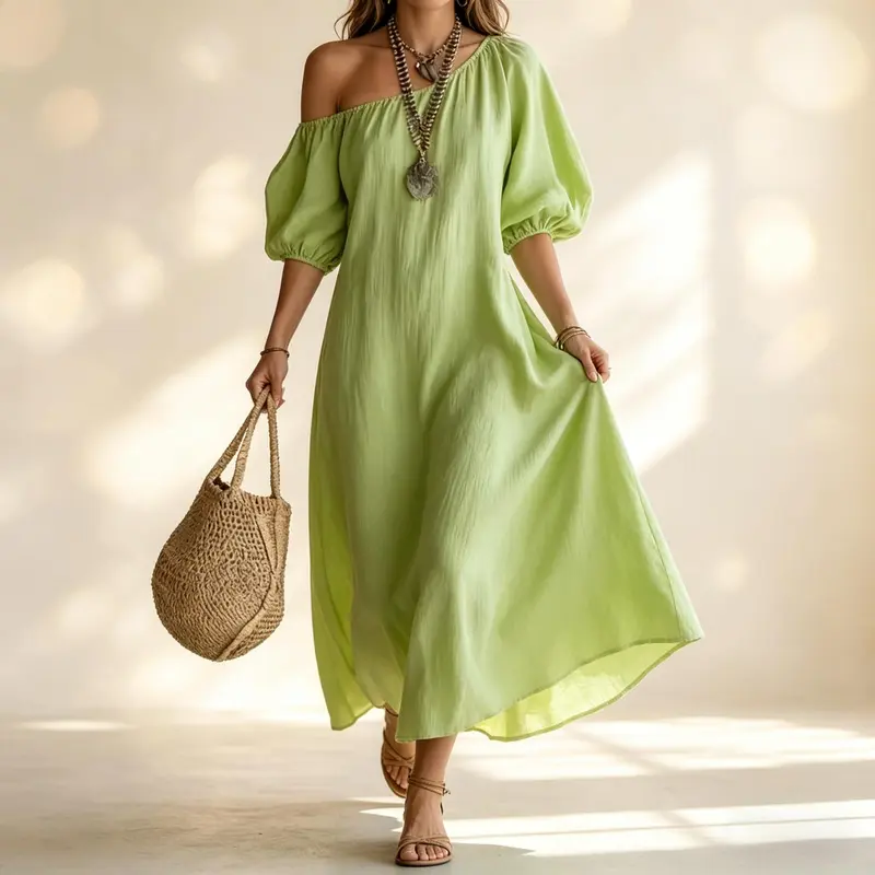 One shoulder dress loose - TikTok Shop