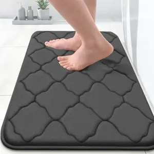 Memory Foam Bath Mat Rug 24x16, Ultra Soft and Absorbent Bathroom Rugs, Non-Slip, Comfortable, Machine Washable Bath Carpet for Bathroom Floor, Tub, Shower and Home Decor Accessories, Black