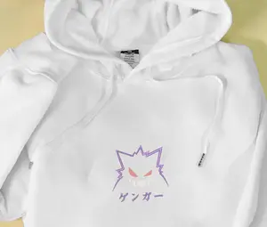 Gengar Embroidered Unisex Hoodie Fan Poke Gift for Christmas Halloween Birthday HD0003