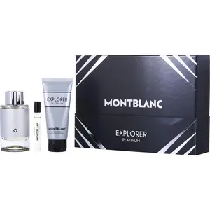 Mont Blanc Explorer Platinum Set-Eau De Parfum Spray 3.3 Oz & Shower Gel 3.3 Oz & Eau De Parfum Spray 0.25 Oz Mini For Men