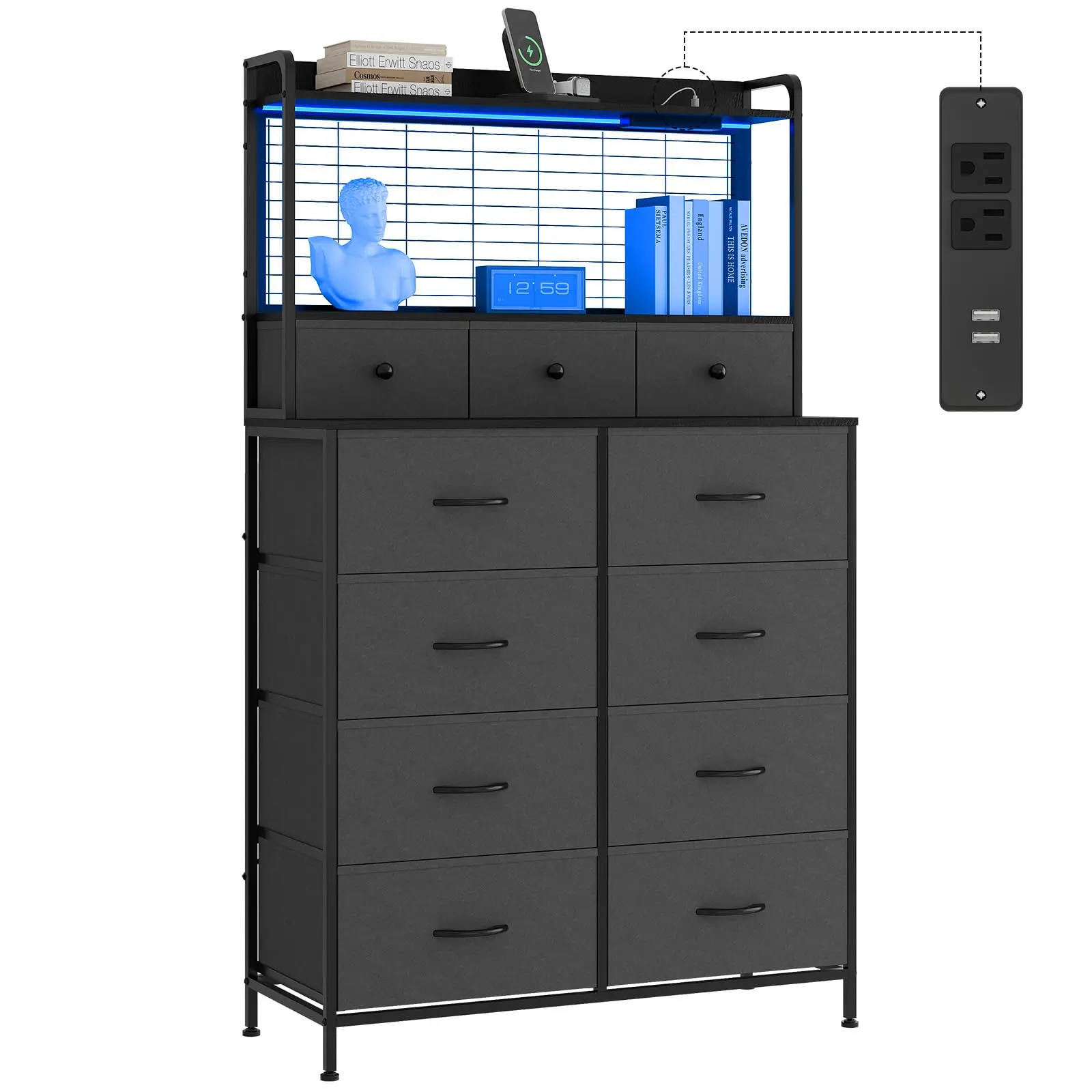 Garvee 15 Drawers Dresser for Bedroom, Grey