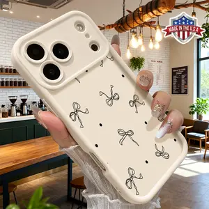 Cute Bow Pattern Minimalist Design Case for iPhone 17 16 15 14 Pro Max 13 12 11 XR XS Plus Air Slim Shockproof Anti Drop Lightweight TPU Cover