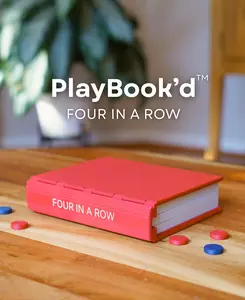 3D-Printed 4-in-a-Row Book Game – Folding Connect-Style Set, Compact Travel Design, Premium Shelf Display, High-Quality Pieces – Book-Style Collection Game for Home, Travel & Gifts