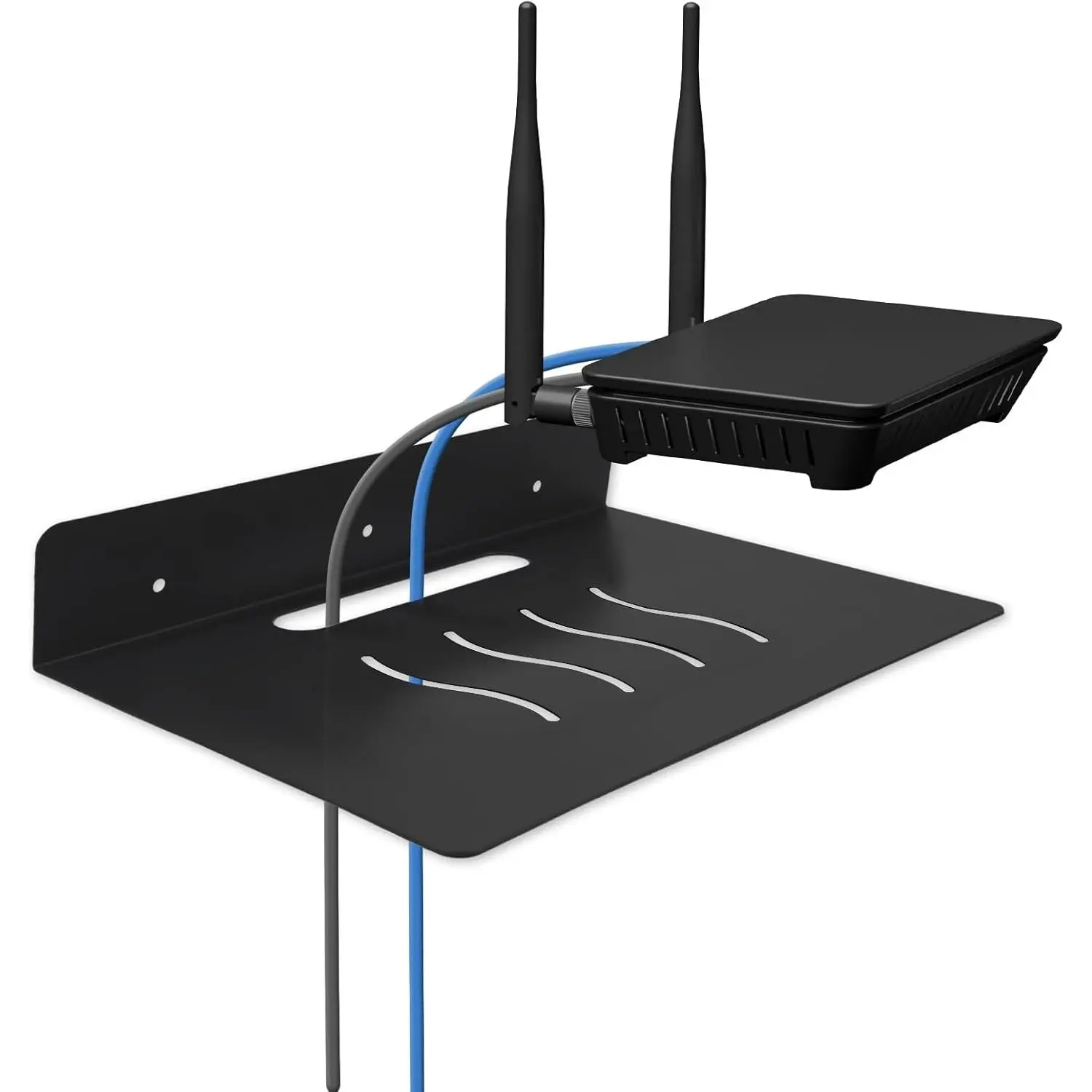 Black Steel Flat Wall-Mounted Floating Shelf - Small Wall Rack, Home Decor, Suitable for Living Room, Bedroom, Kitchen (9.1x6.9 in), Flat Wall-Mounted Floating Shelves