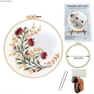 2026NEWBohemian Flower Embroidery Kit DIY Stitching Materials Set English Guide Handmade Floral Craft Project for Beginners Creative Needlework Art Supplies