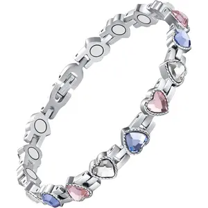 Magnetic Bracelets for Women, Titanium Steel Magnetic Bracelet with Powerful Neodymium Magnets & Dazzling Sparkling Crystals, Elegant Jewelry Gifts for Her, Ideal for Daily Wear & Special Occasions