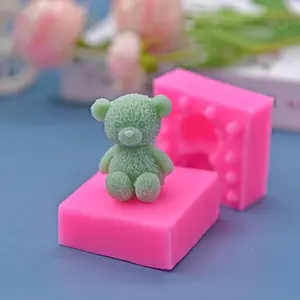 1set Silicone Mold, Reusable Chocolate Mold, Cute 3D Bear Shaped Fondant Chocolate Biscuit Pudding Mold, Cake Decoration Mold, Soap Scented Candles Gypsum Mold, Kitchen Accessories, Baking Tools, DIY Supplies