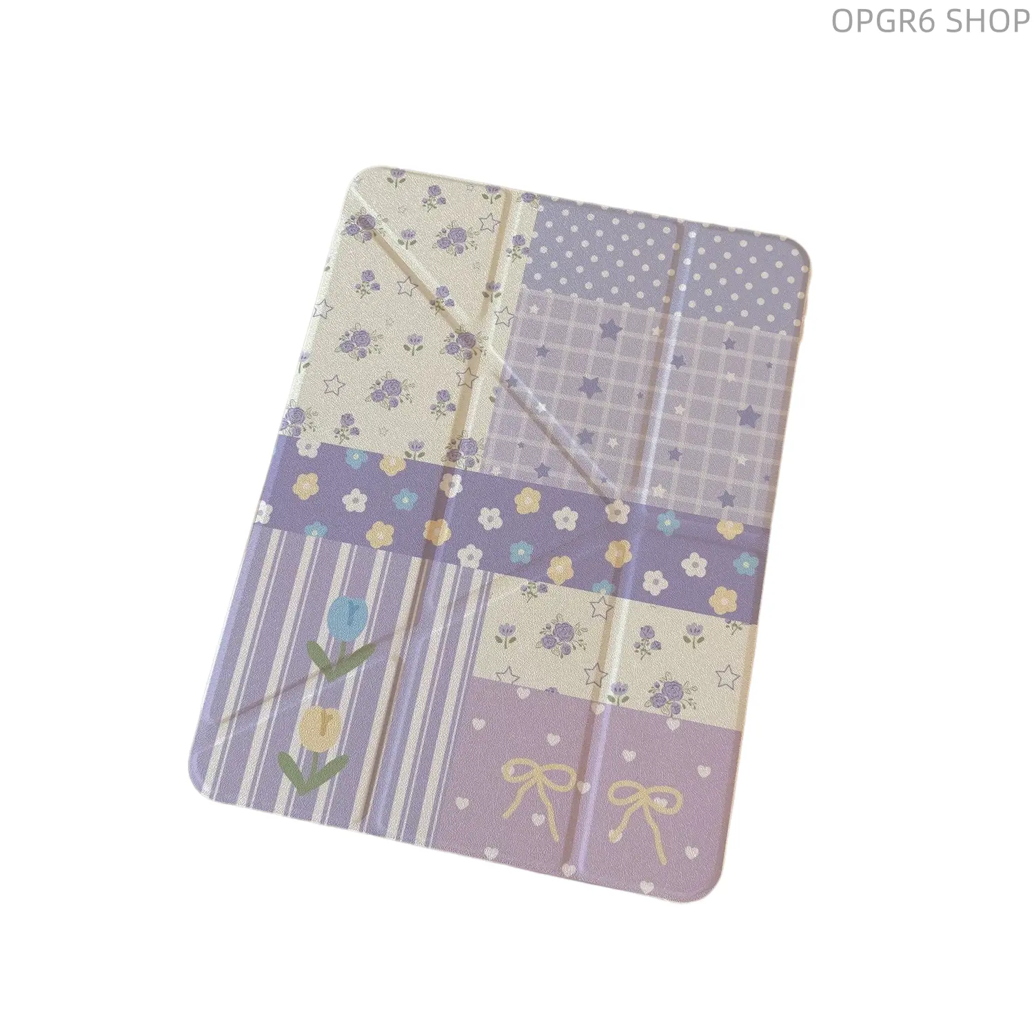 Fashion Purple Floral Multi-Fold Tablet Case Compatible With iPad 10/11/12 Gen & iPad Air 4/5/6 & iPad 8 10.2 Inch, Shockproof Folio Stand Cover With Flower Print
