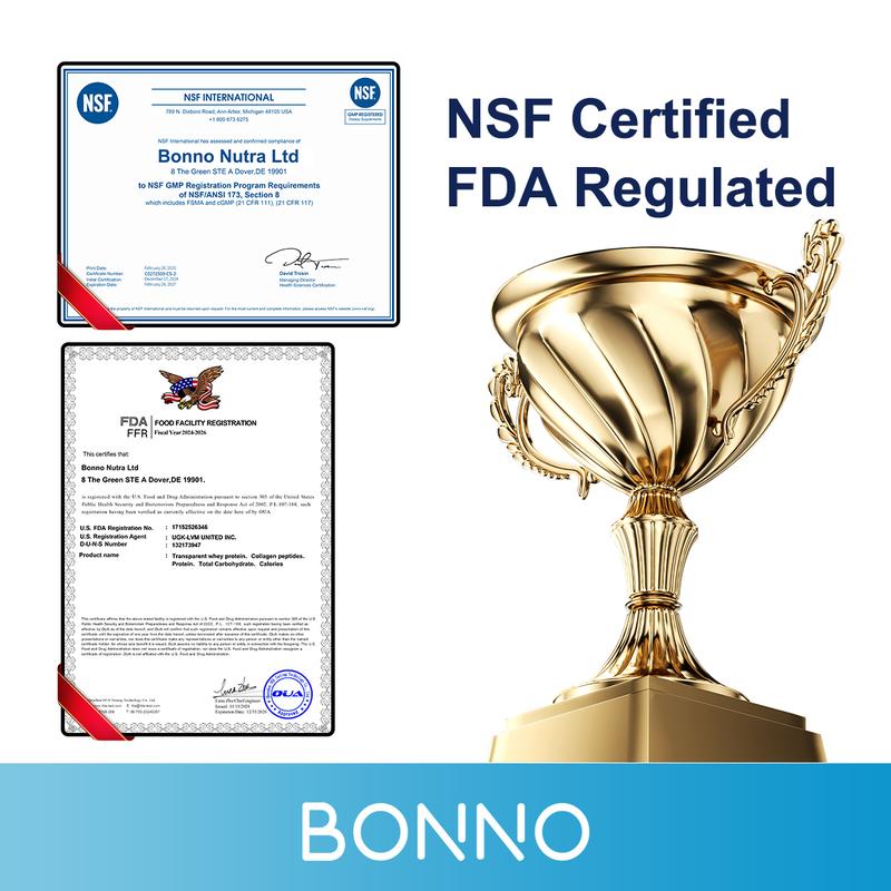 Bonno 30g Dual Protein Powder with Clear Whey & Collagen for Muscle Recovery & Glowing Skin, Refreshing Mango Passionfruit, 20 Servings Drink Mix