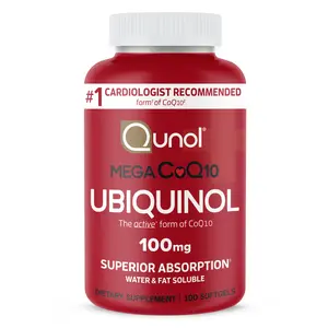 Qunol Mega Ubiquinol 100mg CoQ10, Superior Absorption, Patented Water + Fat Soluble Supplement Form of CoQ10, Antioxidant for Heart Health