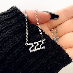 Angel number necklace | Downtown girl 222 necklace | Streetwear jewelry Aesthetic necklace | 222 angel numbers goth choker | Roommate gift
