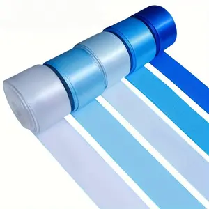 Blue Gradient Bow Tie Ribbon, Spring New Blue Gradient, Rose Silk Glossy High Density Satin Fabric, Floral Decor, Gift Decoration, Handmade Crafts, Handmade Diy Gift