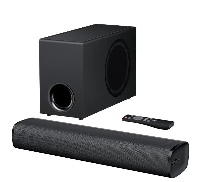 Upgraded Sound Bar with Subwoofer for Smart TV, Deep Bass Bluetooth Soundbar, ARC/Optical/AUX, Surround Sound System for Gaming PC Projector Home Audio