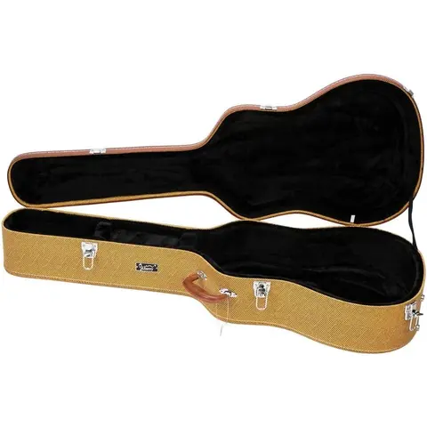 GLARRY 41" Dreadnought Acoustic Guitar Hardshell Case - Leather & Polycarbonate, Durable Microgroove Flat Design, Sturdy Lock Latches, Plush Padded Neck & Bridge, Bottom & Side Bumpers, Interior Storage Compartment, Toggle Closure, Back to School