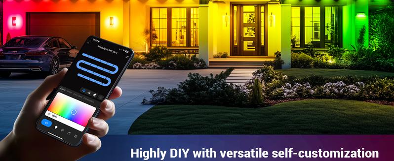 Permanent Outdoor Lights Waterproof IP65, 100Ft Smart RGB 72 LED Eaves Lights APP Control DIY Scene Modes for Christmas Decorations,House, Outdoor, Garden Decor, Work with Alexa, Google Assistant