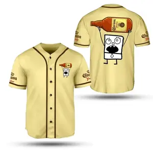 Corona Familiar Doodle Bob Mexican Beer Baseball Jersey Mexican Spirit Fresh Light Beer Sports Jersey Shirt For Friends Drinking Beer Lovers Baseball Jersey For Men and Women Sports Dresses Sports Clothing Sports Dresses Clothing , trendy baseball jersey