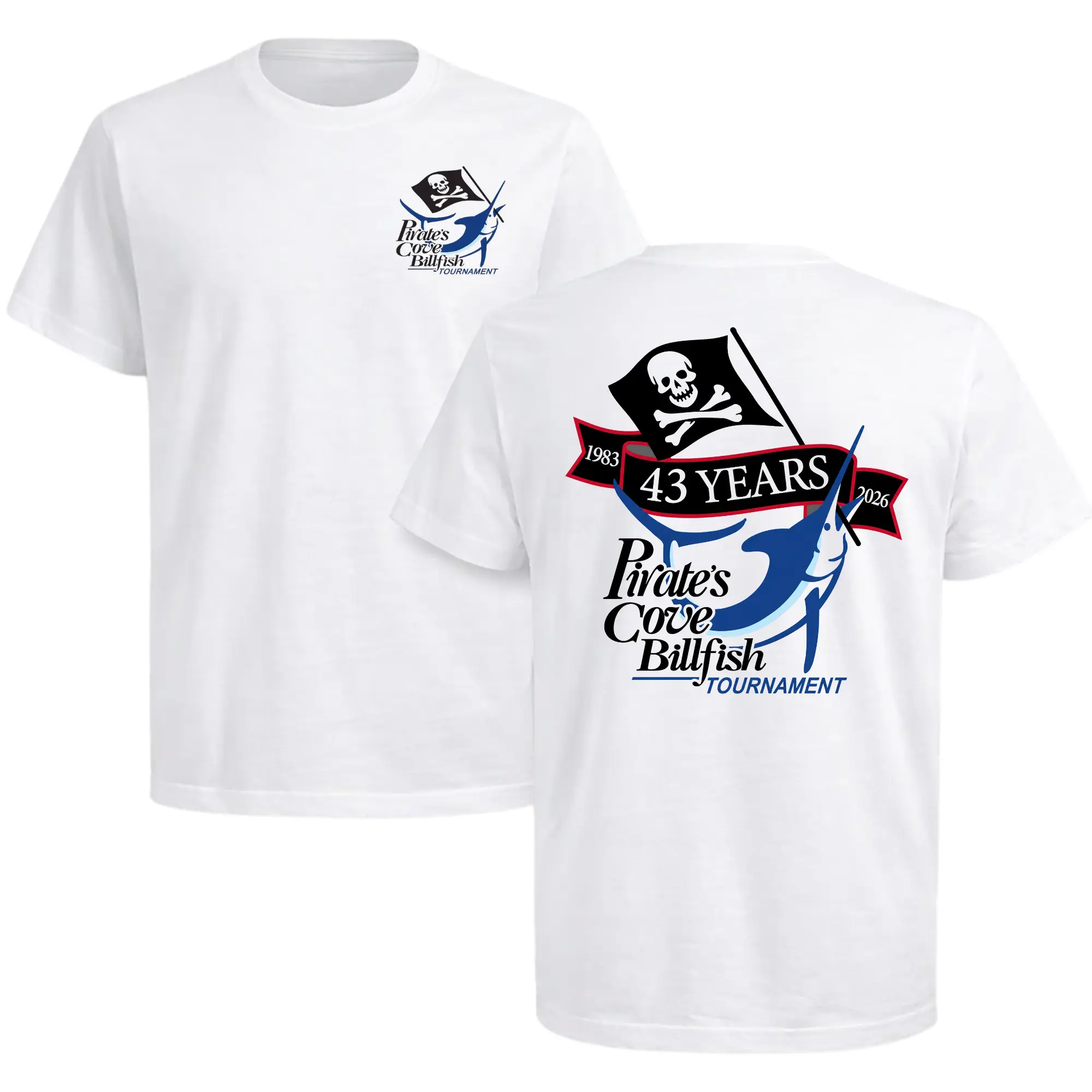 43rd Annual Pirate's Cove Billfish Tournament 2026 T-Shirt, Manteo NC Marlin Fishing Tee, Offshore Tournament Gift