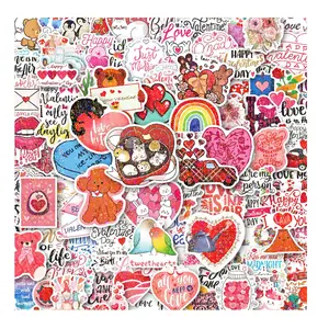 50/100Pcs Pack Holographic Valentines Stickers Bulk, Heart Vinyl Decals for Classroom School Exchange, Thickened Backing Waterproof Stickers for Valentines Day Gifts, Party Favors, Cute Love Decals for Kids Teens Adults, Scrapbooking Supplies