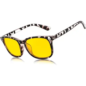 FEISEDY Night Vision Driving Glasses Yellow Lens Reduce Glare Safety Driving Sunglasses B0089
