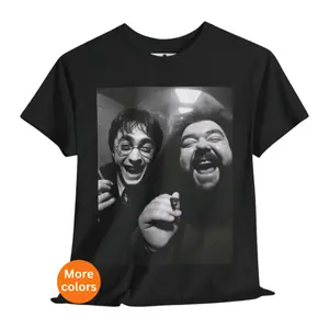 Harry and Hagrid Smocking Funny 90s Graphic T shirt, Wizarding Fan Tee, Humorous Potterhead Graphic T shirt, Funny Gift, for Men, for Women Classic Cotton
