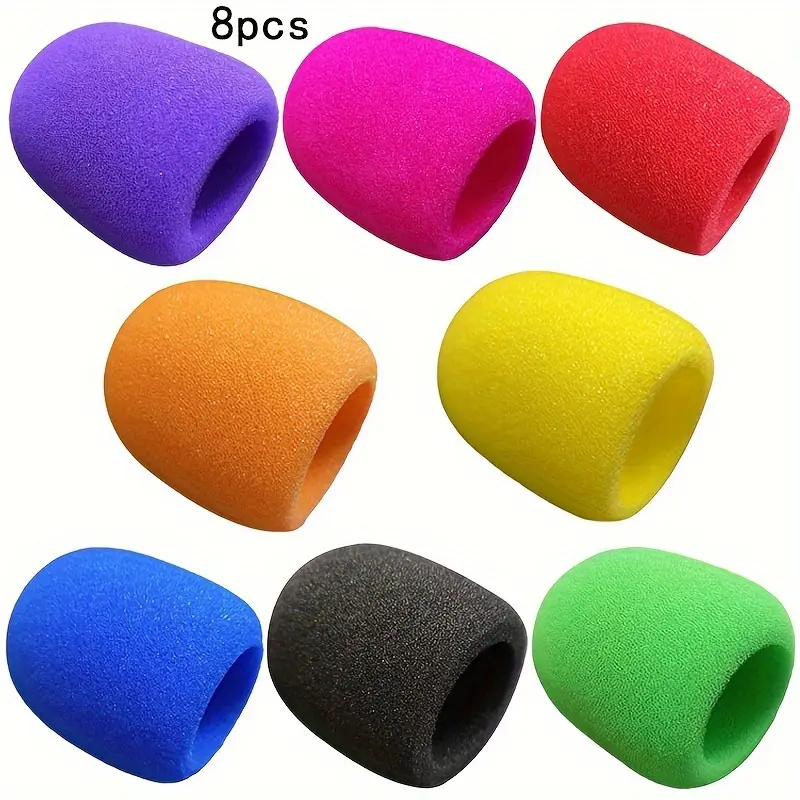 8 Pcs Professional Fiber-Made XLR Microphone Foam Covers - Washable Windshields to Boost Karaoke Experience, Reduce Popping Sounds, and Deliver Crisp Audio for DJ Use, 8Pcs