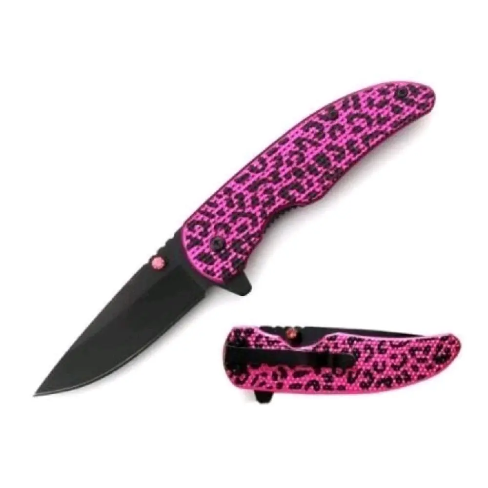 Cute Pink Leopard 3.75 Inch Folding Pocketknife Arts Crafts Camping Great Gift Item