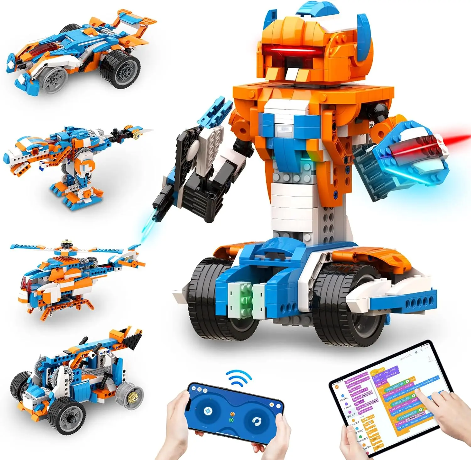 Apitor Robot X robot building kit, 12-in-1 programmable APP remote control car, STEM robot coding kit, educational birthday gifts for boys and girls aged 8-12, parent-child activities, children's entertainment