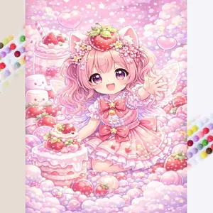 DIY 5D Full Drill Round Diamond Painting Kit Strawberry Dessert Pattern Diamond Embroidery Art DIY Craft Supplies Handmade Set Wall Decor Back to School Season Gift for Family Loved Ones Friends, DIY Kits