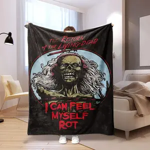 Horror theme "I feel like I'm rotting" zombie print flannel blanket, soft and comfortable, suitable for bed, sofa, travel and home decoration blanket plushthin quilt holiday gift Intense Nacho Printed Flannel Blanket