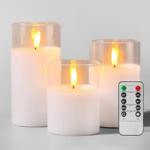 Battery Operated LED Flameless Candles with Remote and Timer, Real Wax Candles Warm Color Flickering Light for Festival Wedding Home Party Decor