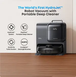 eufy E28 Omni Robot Vacuum, Vac-Mop-Combo, HydroJet System,with Portable Deep Cleaner for Carpet,20,000Pa Turbo Suction,Zero-Tangling,Corner to Edge Deep Cleaning,with auto All-in-One Station