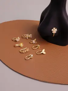 Cute Flower & Butterfly & Sunflower Design Nose Rings Set, Boho Style Nose Clip, Fashionable Body Jewelry for Women & Girls, Trendy All-match & Exquisite Jewelry for Birthday Gift, Nose Piercing Jewelry