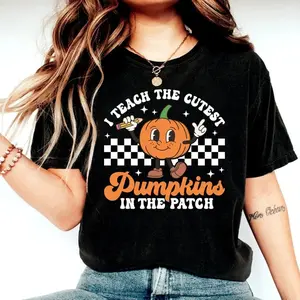 Halloween Teacher Shirt, Fall Teacher Shirts,Pumpkin Teacher Tee,Cute Teacher Shirts,I Teach The Cutest Pumpkins In The Patch Shirt Tee
