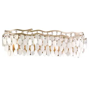 Dolce 5-Light Vanity Light With Crystal, Capiz Shell, And Champagne Leaf Finish