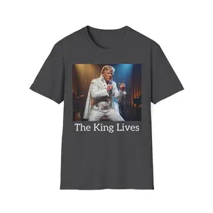 The King Lives Trump T-Shirt Trump Elvis Shirt Funny Trump Supporter Gift Patriotic Graphic Tee Political Parody Shirt