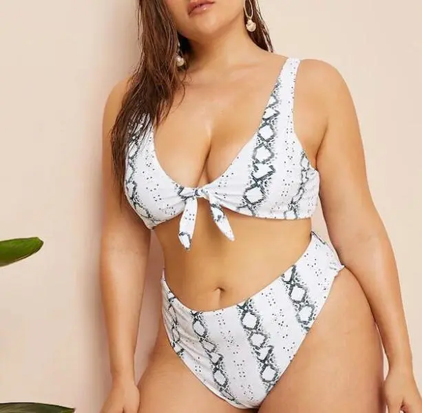Women's Plus-Size Knotted High-Waist Sporty Bikini, Sports & Outdoor Swimwear, Sporty Bikinis