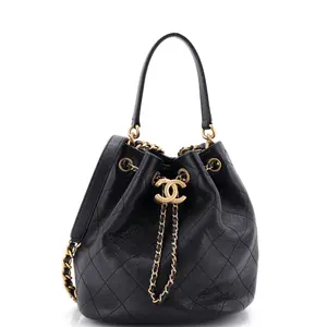 Pre-owned CHANEL material Bucket Bags Fashion Therapy Drawstring Bucket Bag Quilted Caviar Small by Rebag