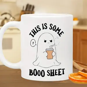 Funny Halloween Ceramic Mug – 11oz Reusable Coffee Cup with Ghost, Pumpkin, or Spooky Book Designs – Cute Gift for dormitory, Holidays, Office & Home Decor